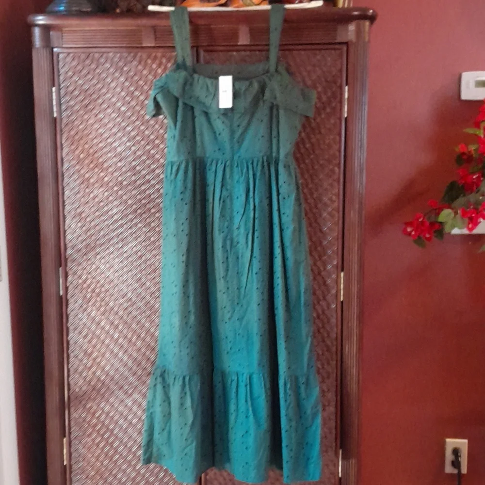 Eyelet Ruffle Square Neck Midi Dress - Picture 7 of 7
